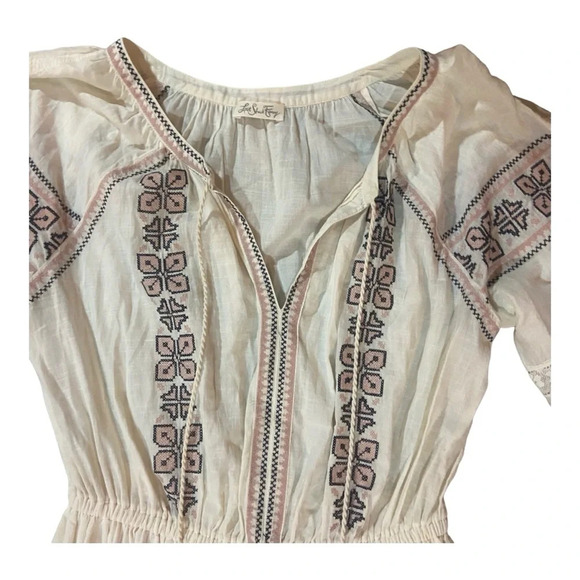 Loveshackfancy Isla Embroidered Boho Pop Pom Midi Dress $395 100% Cotton Small - Picture 2 of 8